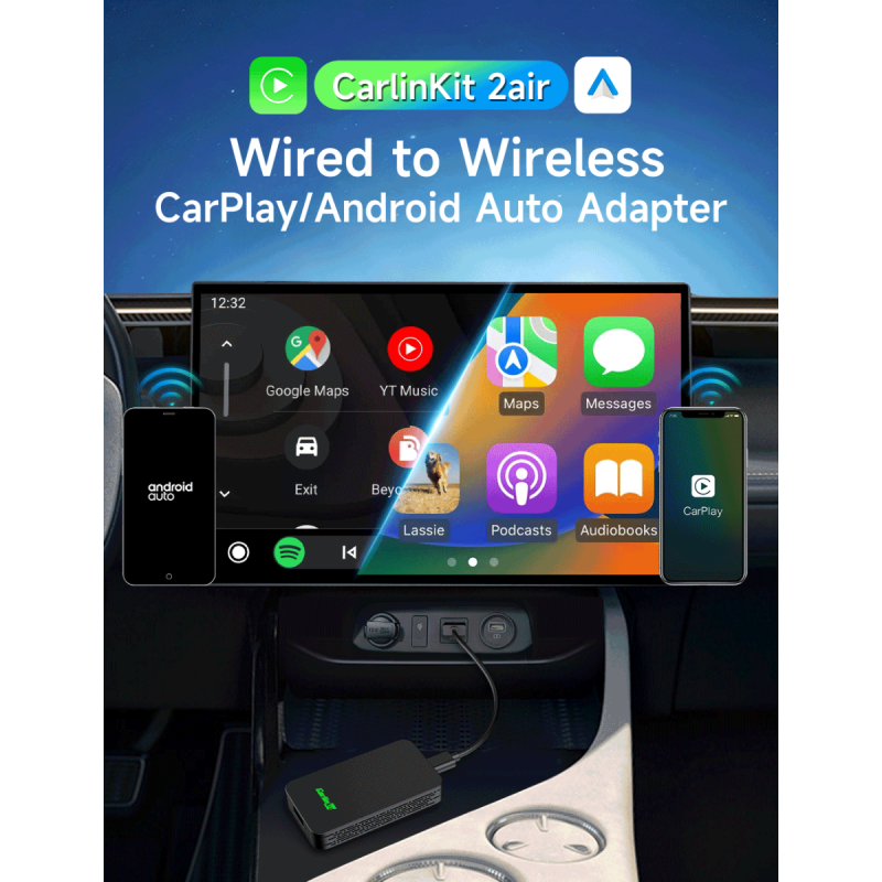 CarlinKit 2air 5.0 Wireless Adapter CarPlay Android Auto Seamless Integration Cross-Platform Compatibility