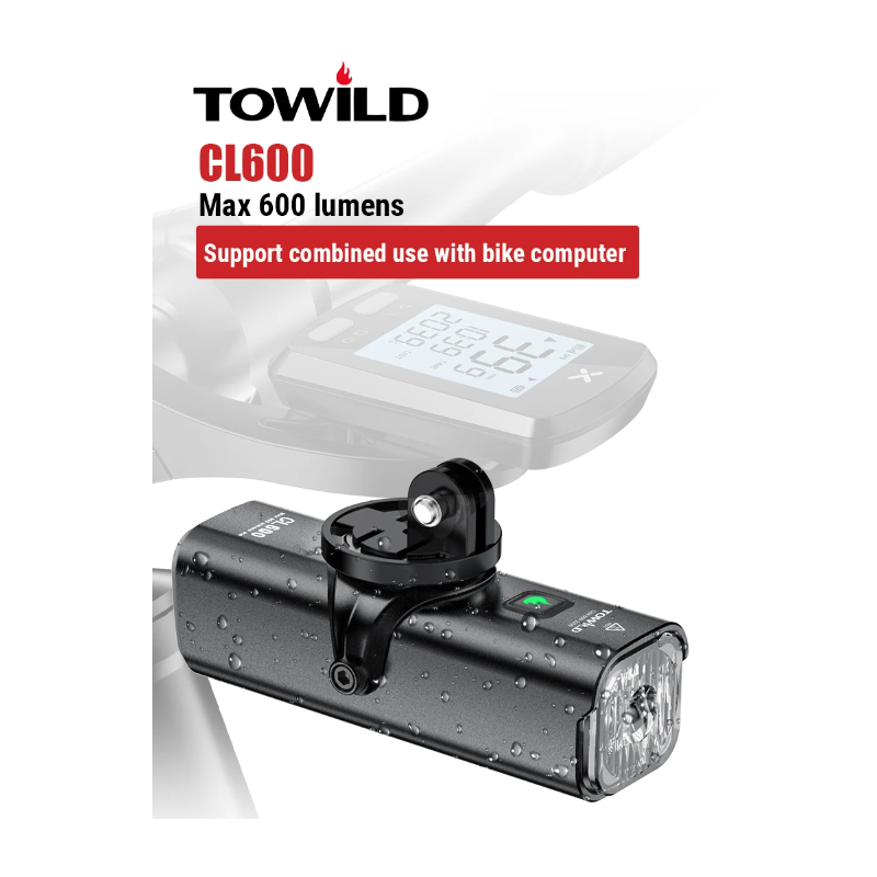 TOWILD CL600 Bike Light USB Rechargeable Front Lamp with High Lumen Brightness Waterproof Design 2000mAh