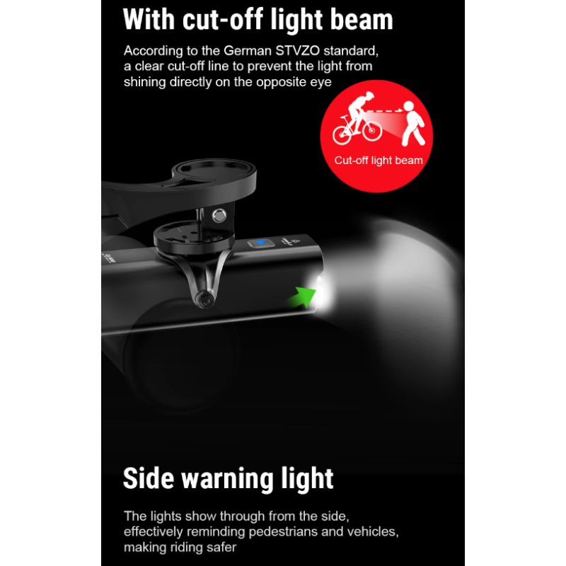 TOWILD CL600 Bike Light USB Rechargeable Front Lamp with High Lumen Brightness Waterproof Design 2000mAh