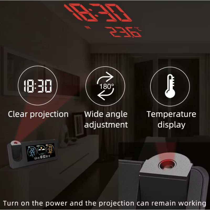 Innovative Projection Clock Wall Digital Alarm with Weather Forecast Stylish Design for Home Decor