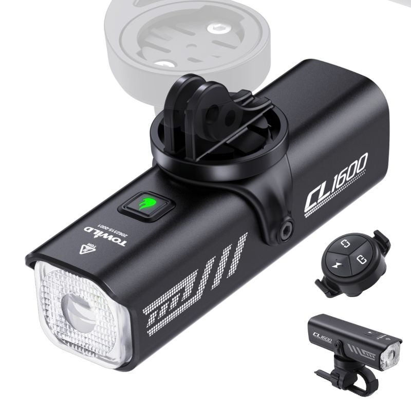 TOWILD CL1600 USB Rechargeable 1600LM Bike Light LED Front Lamp with Adjustable Brightness for Night Riding