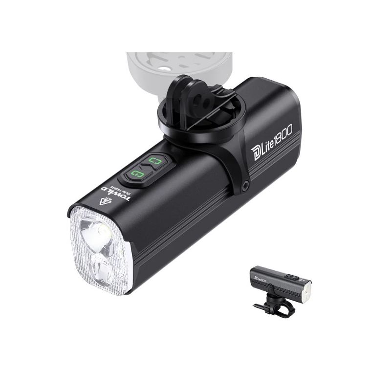 TOWILD DLite 1800 USB Rechargeable Bike Light 2100 Lumens Waterproof Headlight Cycling Safety 5000mAh Battery