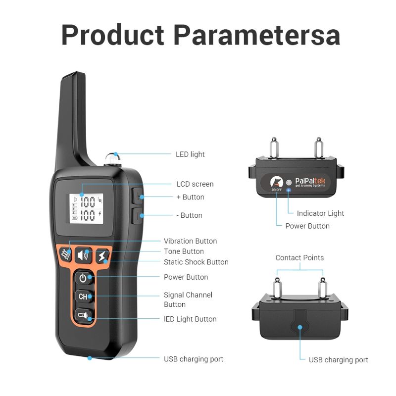1000m Electric Dog Training Collar Remote Control with Safety Keylock and Adjustable Modes for Humane Training