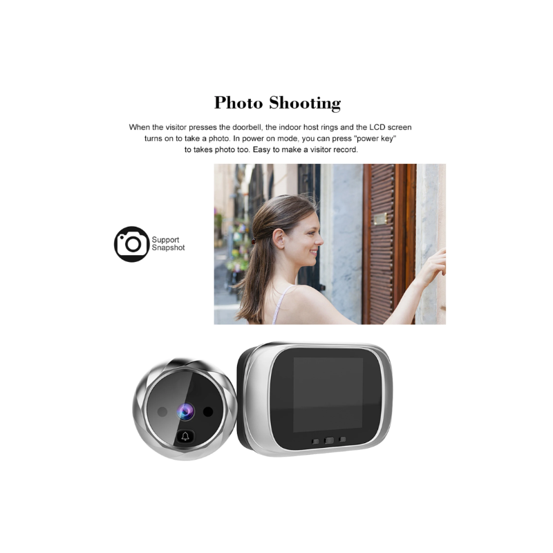 Digital Door Viewer Peephole Door Camera Doorbell 2.8-inch Night Vision Photo Shooting Digital Door Monitoring for Home Security