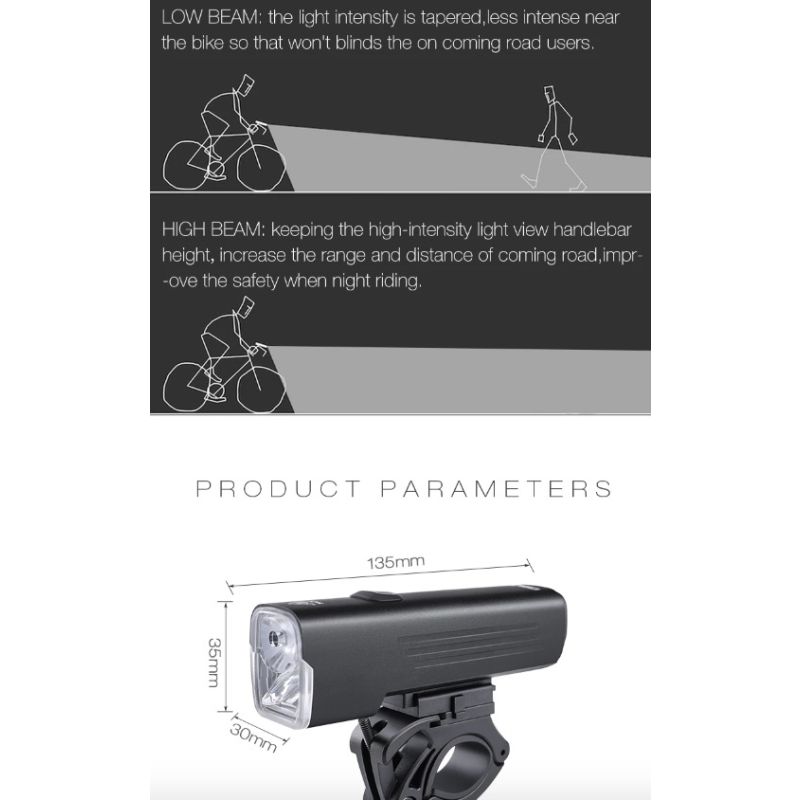 Illuminate Your Ride with EOS530 Bicycle Light 1000LM USB Rechargeable Waterproof Headlight Perfect for Cycling