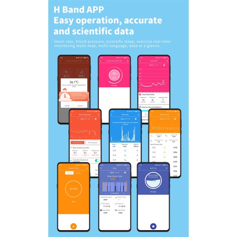 F57L Smart Watch Blood Glucose Blood Pressure Heart Rate Temperature Monitoring Sport Monitoring 1.91 Inch Sn