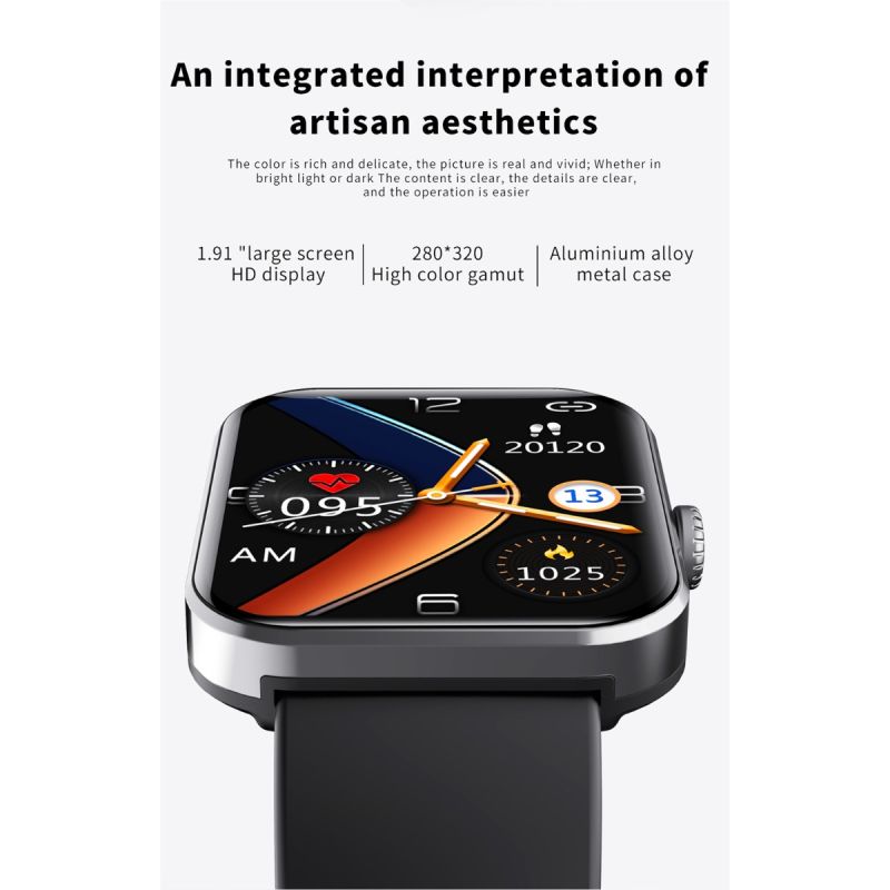 F57L Smart Watch Blood Glucose Blood Pressure Heart Rate Temperature Monitoring Sport Monitoring 1.91 Inch Sn
