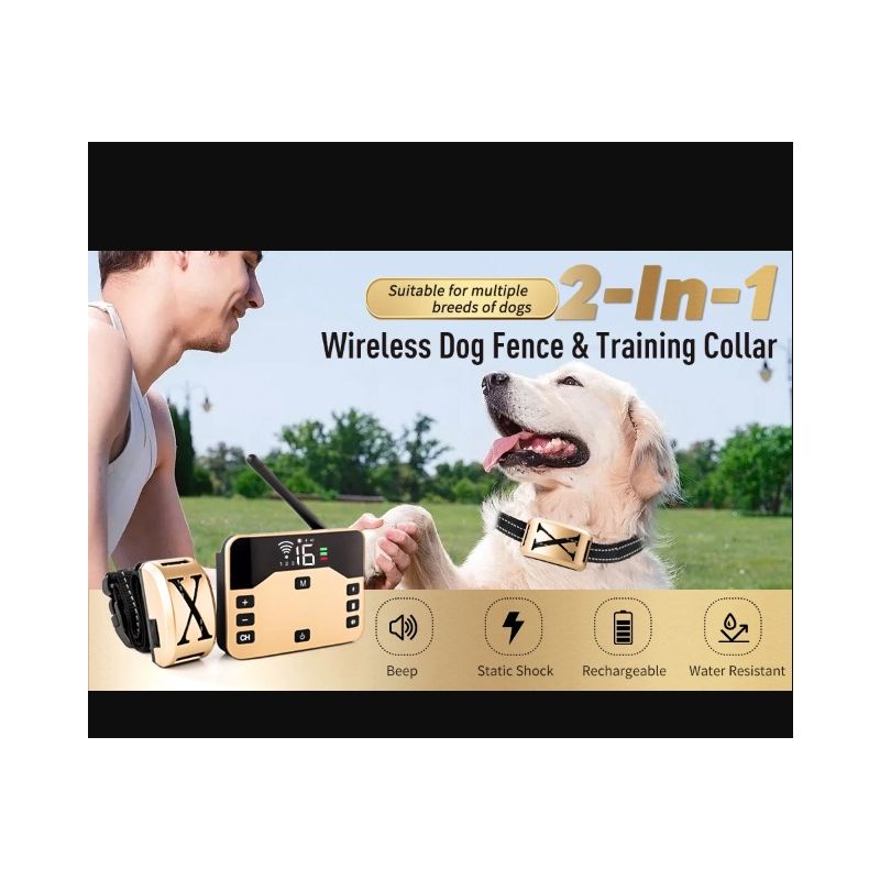 Wireless Pet Fence & Electric Shocker Dog Collar 2-in-1 Device for Pet Safety Responsible Pet Ownership