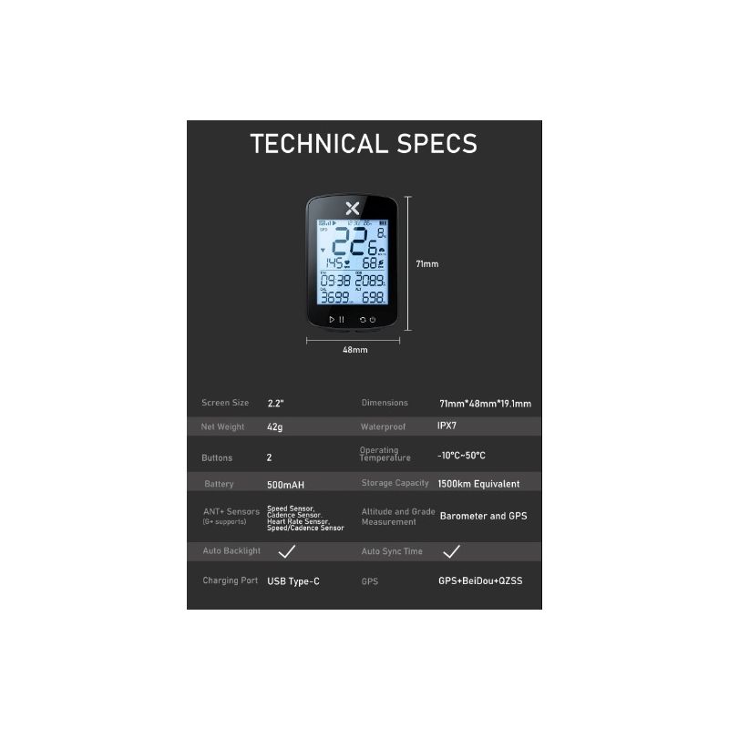 XOSS G+ G2 Bike Computer GPS Generation Wireless Speedometer Tracker with Custom Display and Heart Rate Sensor