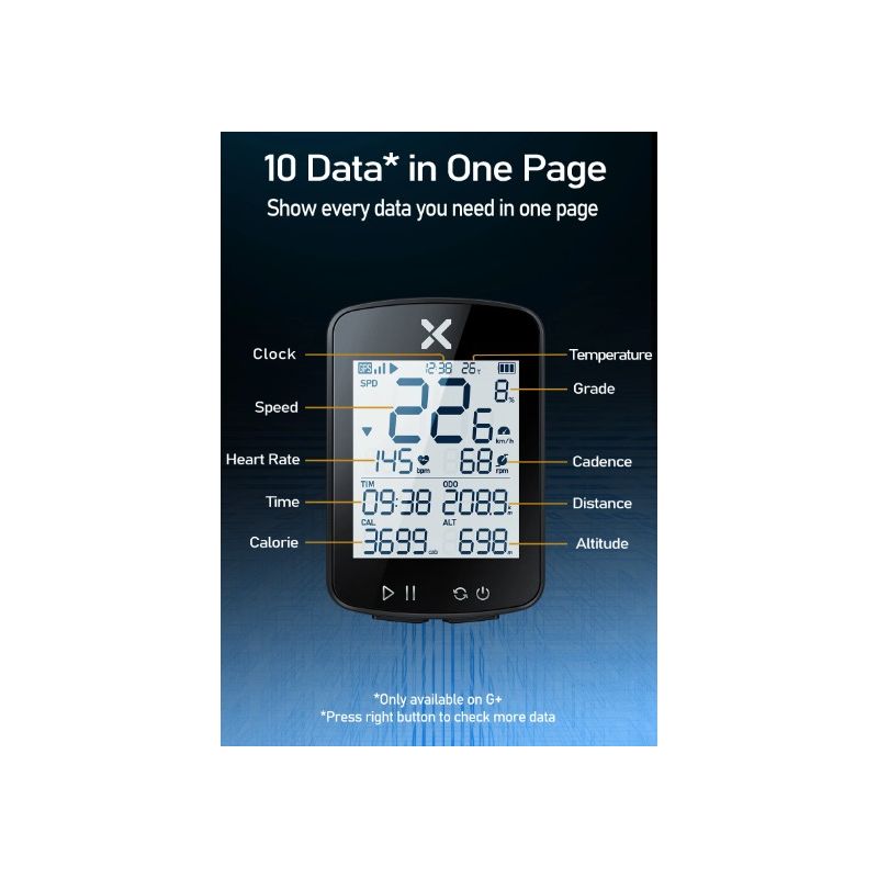 XOSS G+ G2 Bike Computer GPS Generation Wireless Speedometer Tracker with Custom Display and Heart Rate Sensor