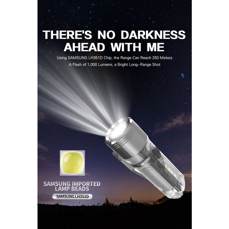 GT13 TIKI Mini Keychain Light 1000 Lumens USB Rechargeable Portable Lighting for Camping and Everyday Use