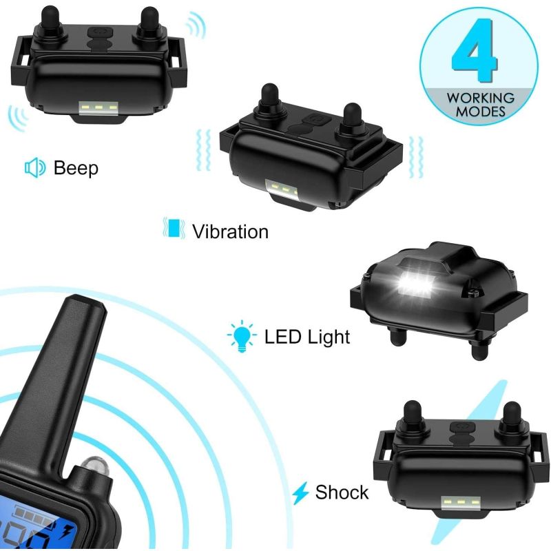 800m Electric Dog Training Collar Pet Remote Control Waterproof Rechargeable LCD Display Shock Vibration Sound