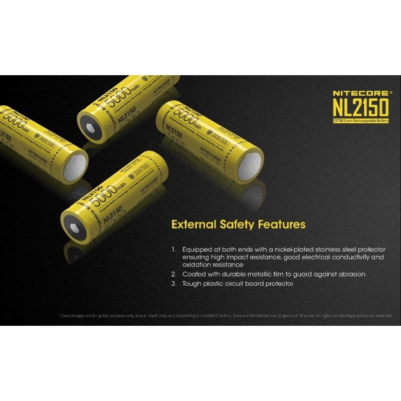 NITECORE NL2150 5000mAh 3.6V 21700 Rechargeable Battery for High Powered Flashlight Drone Outdoor Gear