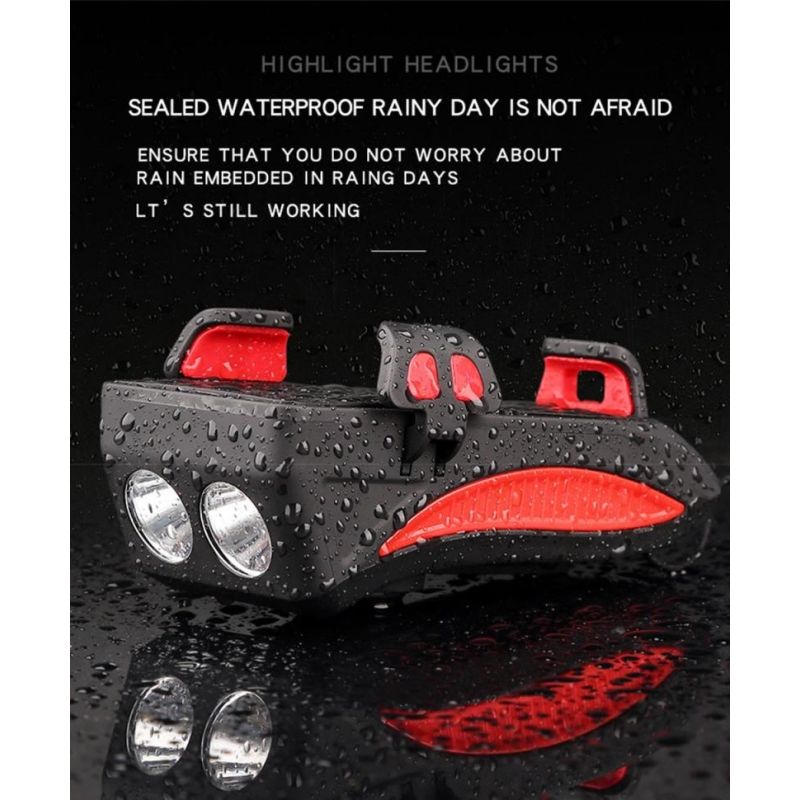 Multi-function 4 in 1 MTB Light USB Rechargeable LED Bike Headlight with Horn Phone Holder Cycling Gear