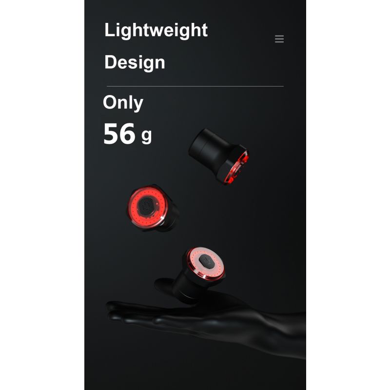 Smart Bicycle Tail Light with Auto Start Stop Brake Light USB Charge IPX6 Waterproof Cycling Safety Light