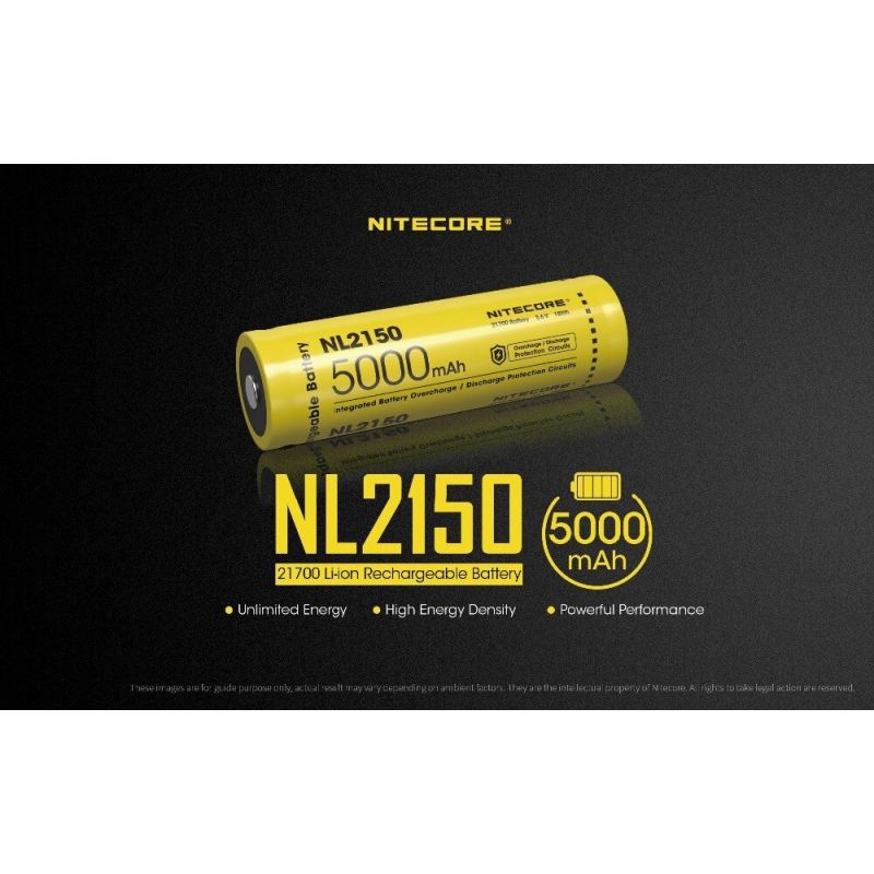 NITECORE NL2150 5000mAh 3.6V 21700 Rechargeable Battery for High Powered Flashlight Drone Outdoor Gear