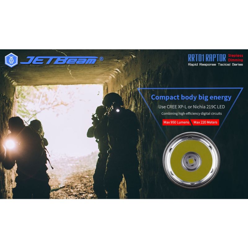 JETBeam JET-RRT01 XP-L 950 Lumen LED EDC Flashlight Durable Outdoor Lighting for Camping Hiking