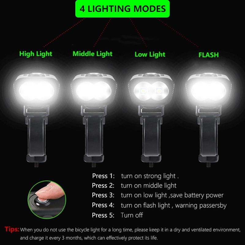 TK5 Bicycle Front Lights 5000 Lumens USB Rechargeable Waterproof Super Bright with Multiple Modes for Cycling