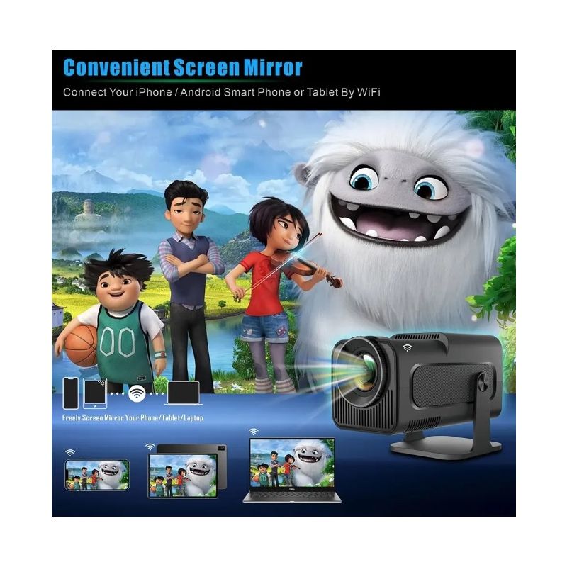 HY320 Android 11 Projector Compact 4K Native 390 ANSI Lumens Dual Wifi6 Bluetooth 5.0 Home Outdoor Cinema