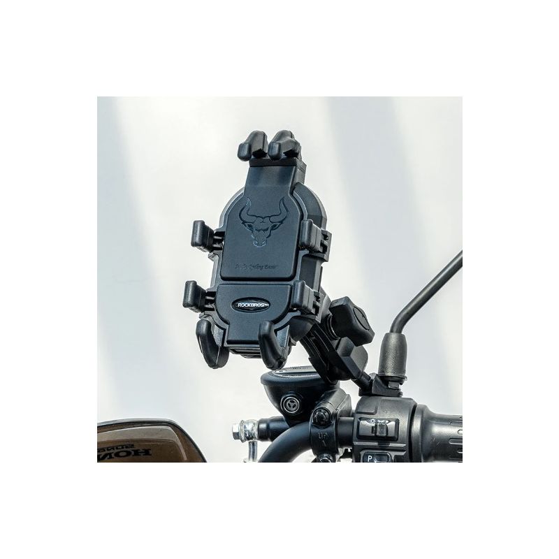 ROCKBROS Phone Holder Durable Aluminum Motorcycle and Cycling Mount with Silicone Shock Absorption Adjustable Stand