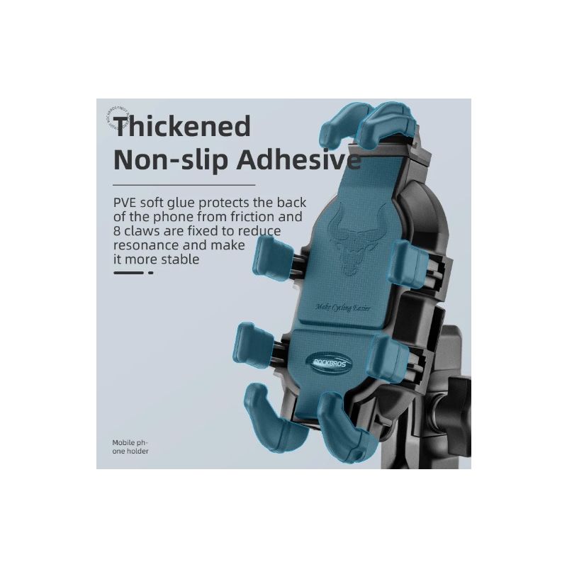 ROCKBROS Phone Holder Durable Aluminum Motorcycle and Cycling Mount with Silicone Shock Absorption Adjustable Stand