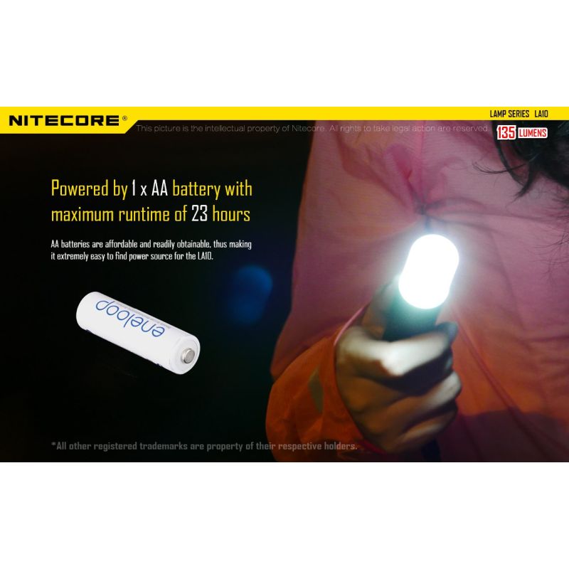 Nitecore LA10 Mini EDC Flashlight 135 Lumens Premium Nichia XP-G2 S3 LED Twist-to-Activate Design Camping