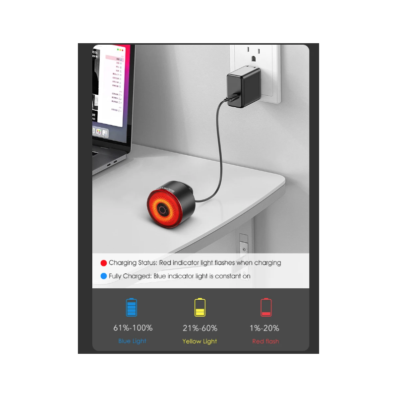 Gaciron LOOP-100 High Brightness Bike Tail Light Brake Sensor Aluminum Alloy for Urban and Trail Cycling