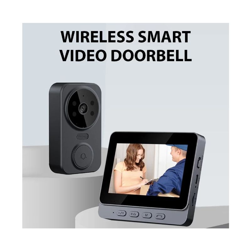 M12 Wireless Video Doorbell with 4.3 inch IPS Screen IR Night Vision for Enhanced Residential Safety