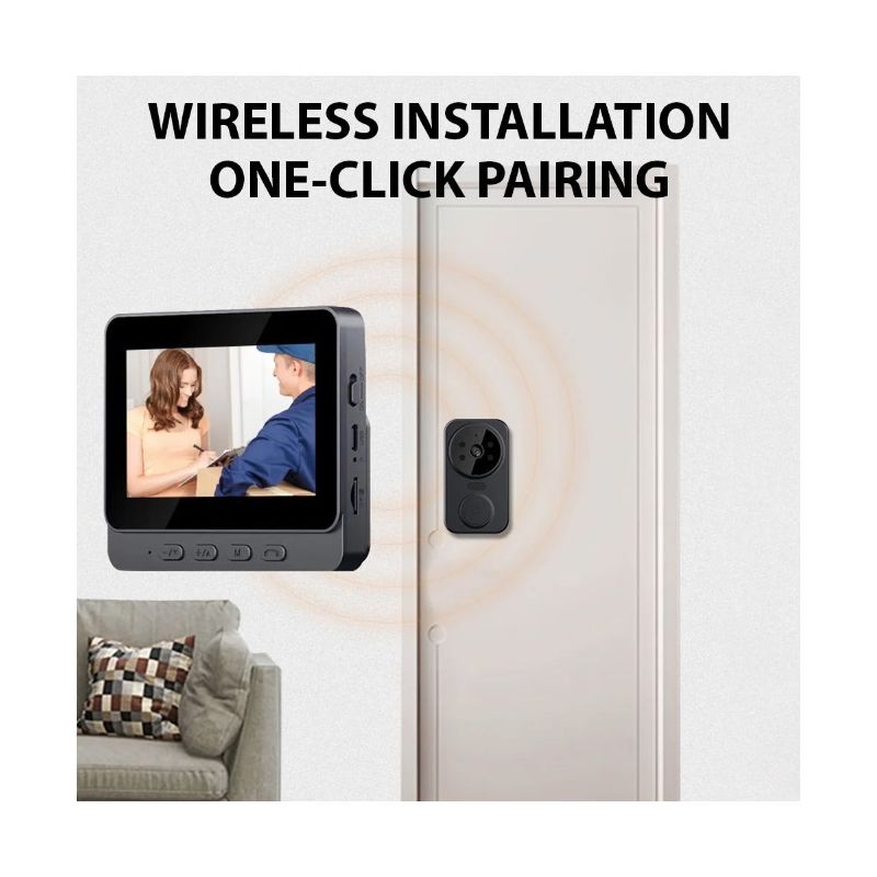 M12 Wireless Video Doorbell with 4.3 inch IPS Screen IR Night Vision for Enhanced Residential Safety