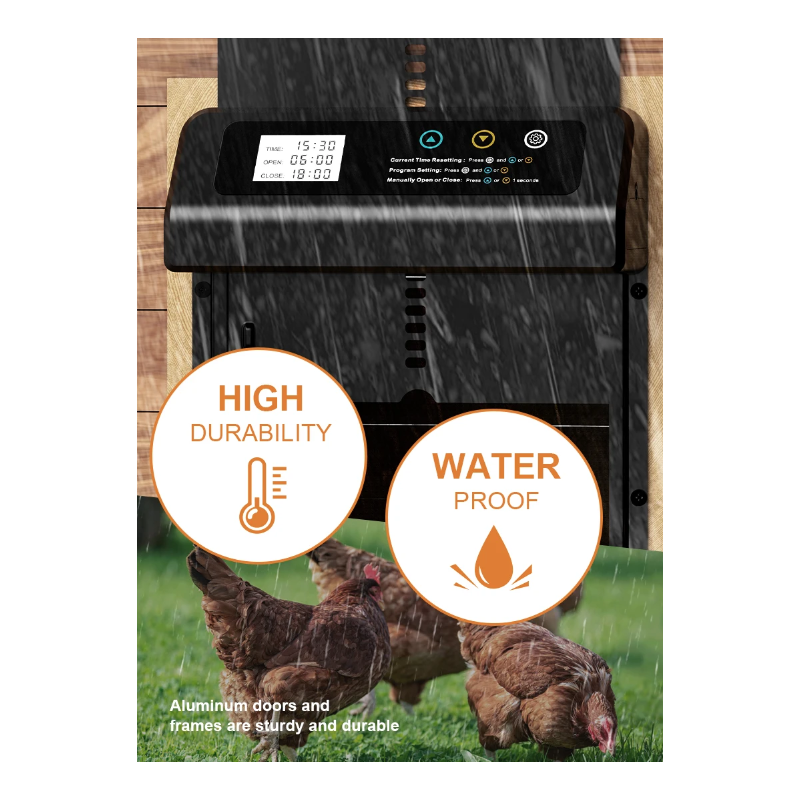 Automatic Chicken Coop Door Opener with Built-in Timer Durable Weather-Resistant Aluminum Electric Door