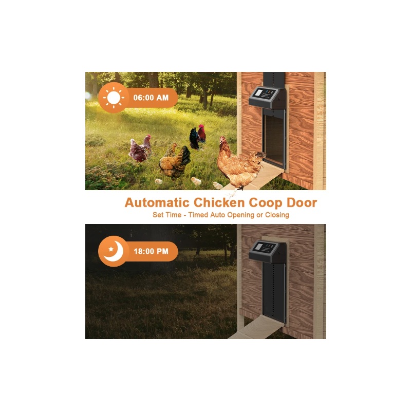 Automatic Chicken Coop Door Opener with Built-in Timer Durable Weather-Resistant Aluminum Electric Door