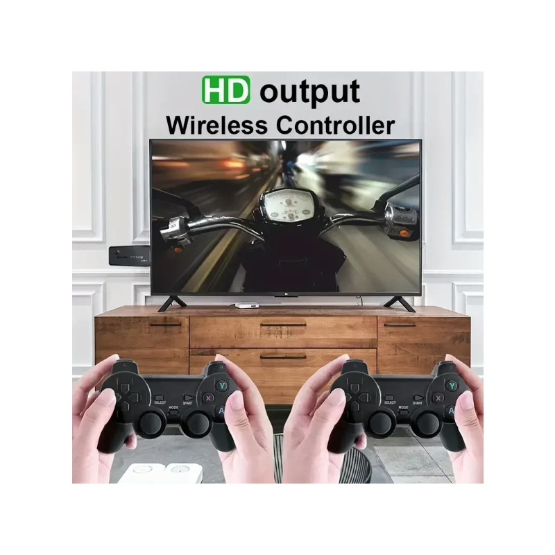 M8 Video Game Console with Dual 2.4G Wireless Controllers 10000 Retro Games Library PS1 Atari 64G Model
