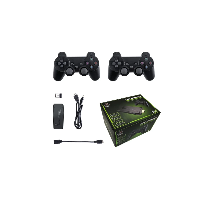 M8 Video Game Console with Dual 2.4G Wireless Controllers 10000 Retro Games Library PS1 Atari 64G Model