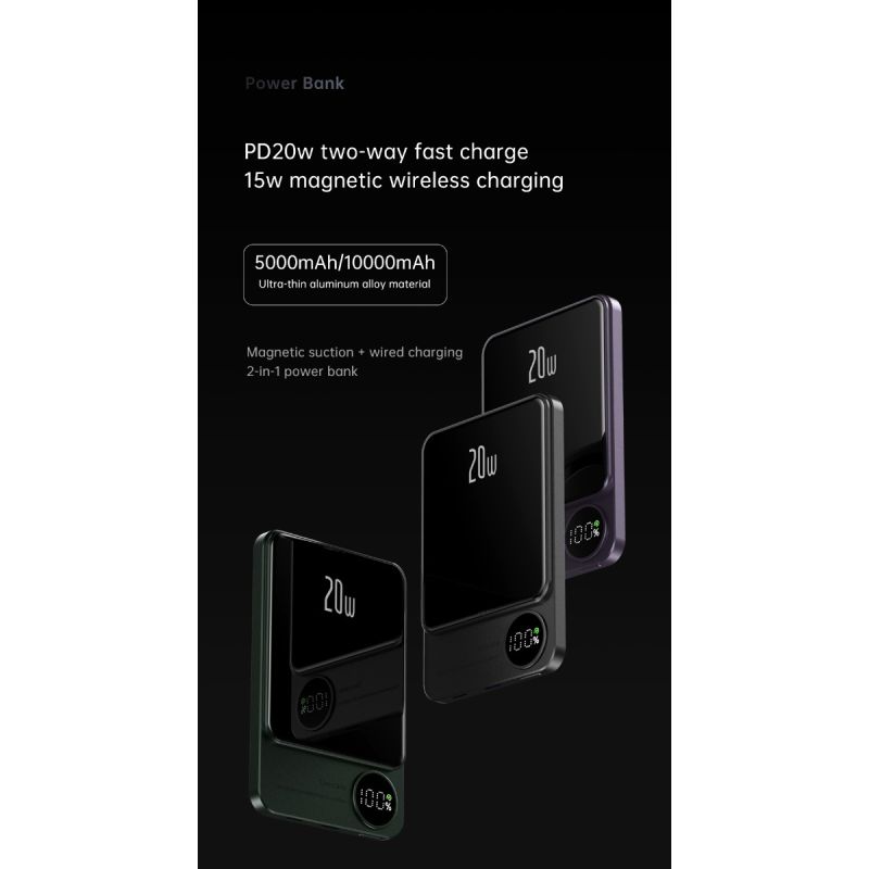 Magnetic Wireless Power Bank 10000mAh Fast Induction Charger for iPhone 12 13 Pro Max Stylish Charging Solution