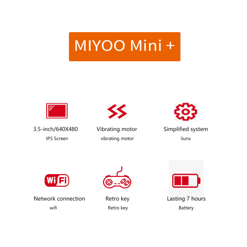 MIYOO Mini Plus Portable Retro Game Console 3.5-inch IPS Screen Lightweight Classic Video Games Compact