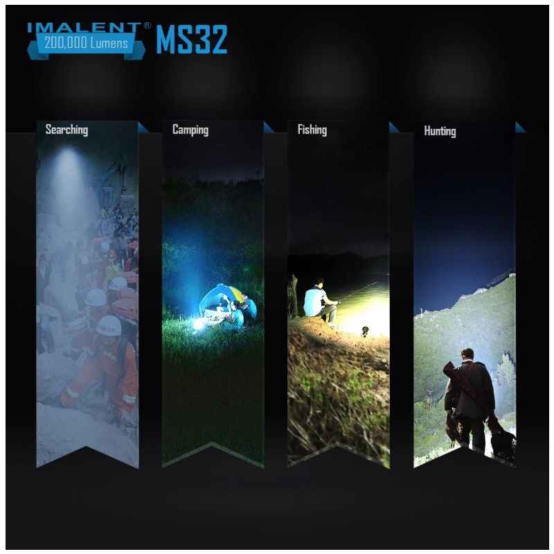 IMALENT MS32 200000 Lumen LED High Power Flashlight with Multiple Lighting Modes for Outdoor Adventures