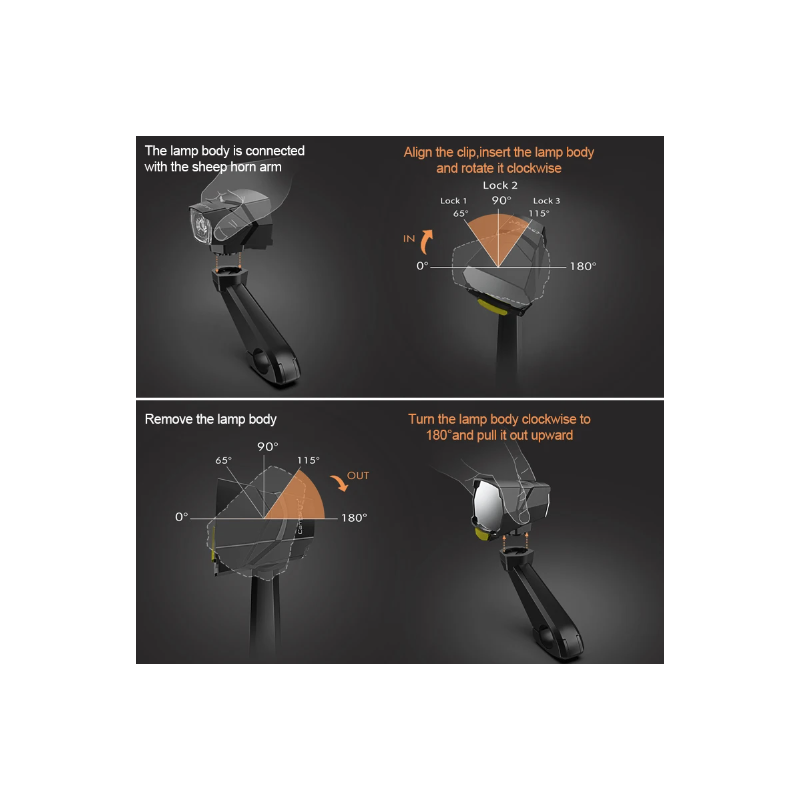 CarryBright CB800 Rearview Mirror Headlight Dual Function Bicycle Safety Equipment for City Riding and Trails