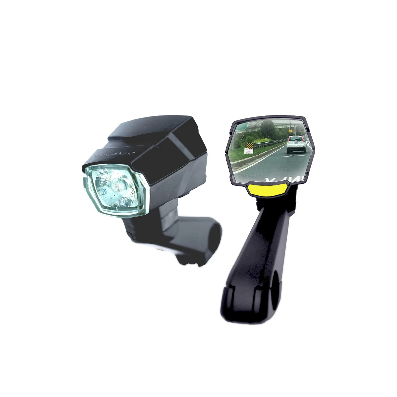 CarryBright CB800 Rearview Mirror Headlight Dual Function Bicycle Safety Equipment for City Riding and Trails