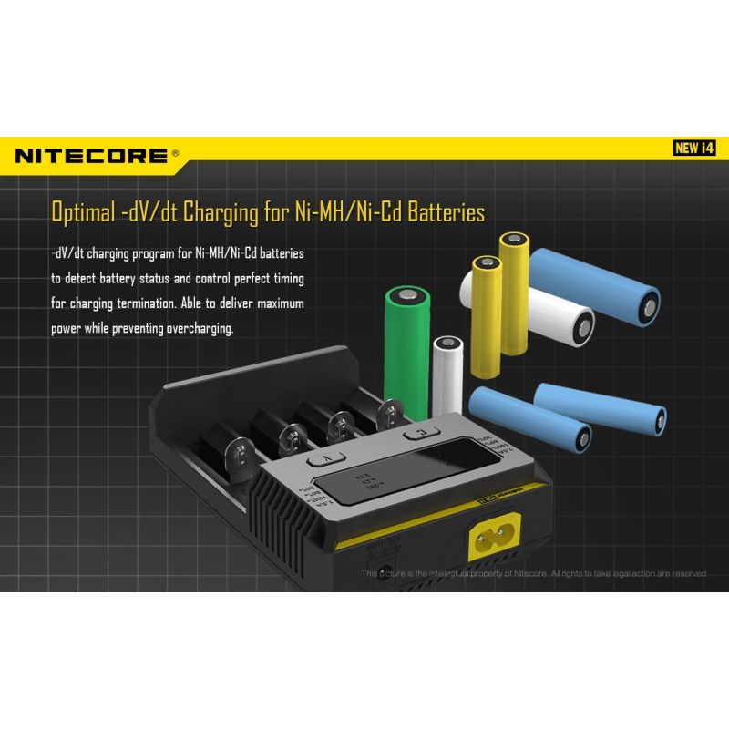 Nitecore NEW I4 Li-ion Battery Charger User-Friendly Efficient Output Smart Charging for Li-ion NiMH Compatibility