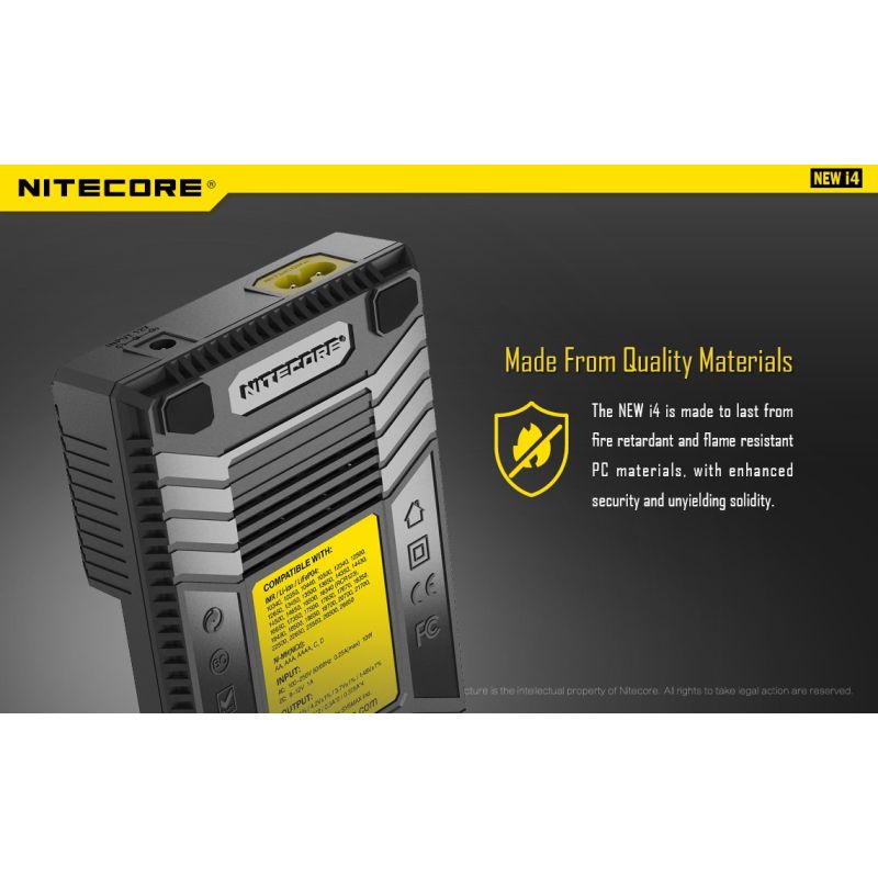 Nitecore NEW I4 Li-ion Battery Charger User-Friendly Efficient Output Smart Charging for Li-ion NiMH Compatibility