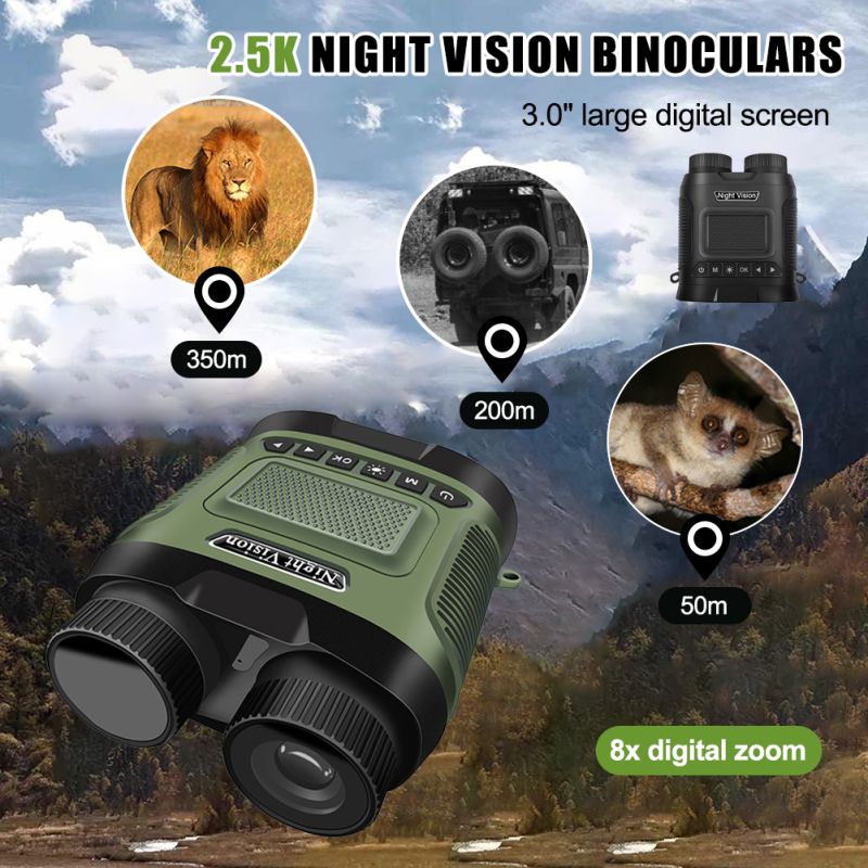DT29 Night Vision Binoculars 850nm Infrared 1080P HD 8X Digital Zoom for Outdoor Wildlife Observation