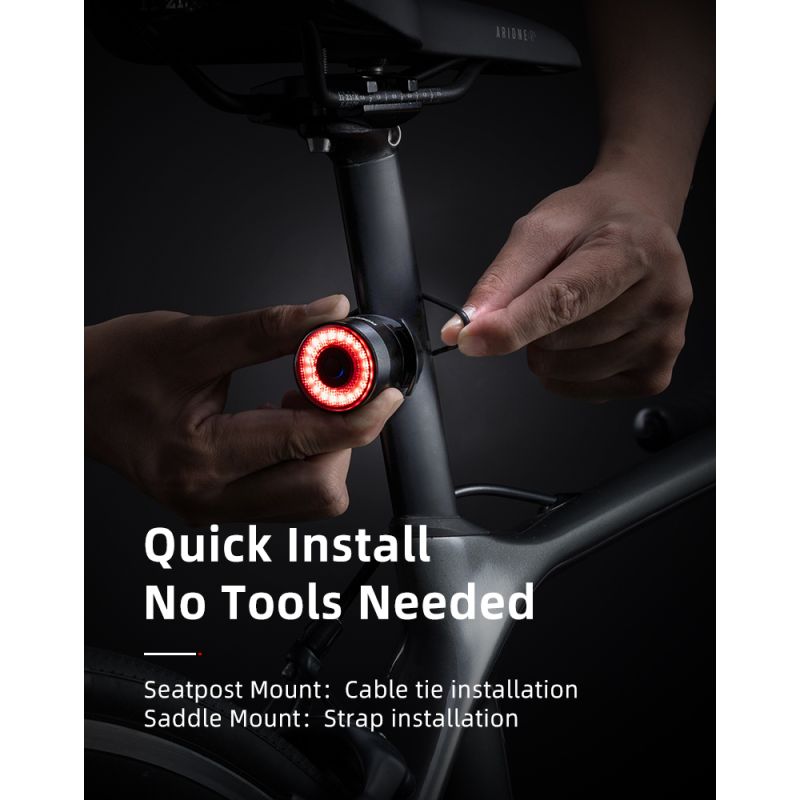 ROCKBROS Q3 Bike Tail Light with Smart Brake Sensor IPX6 Waterproof for MTB and Road Cycling Safety