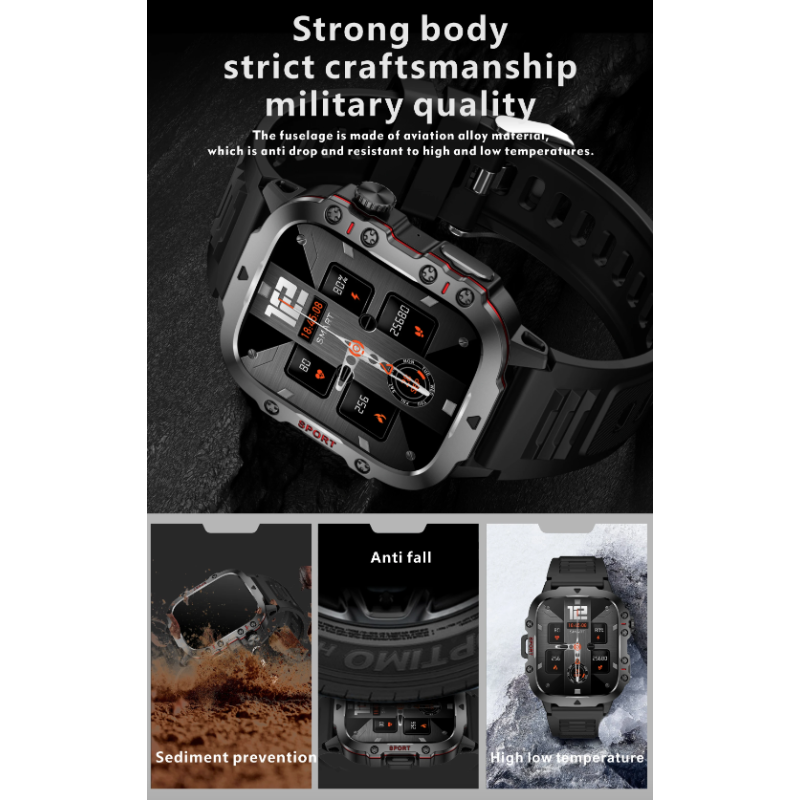 QX11 Smart Watch Men IP68 5ATM Outdoor Sports Fitness Tracker Health Monitor 1.96