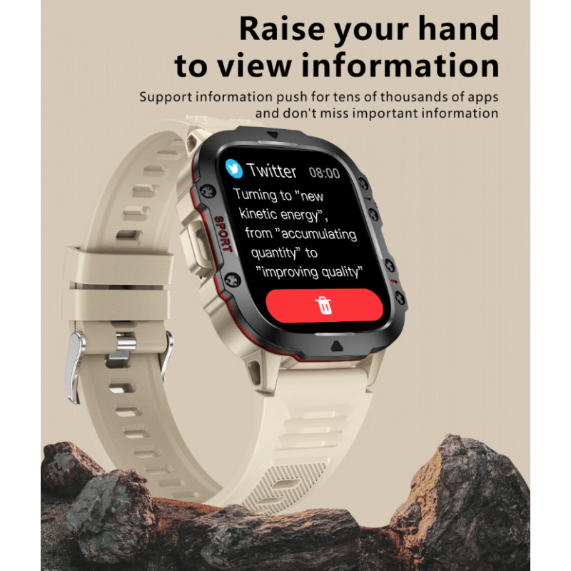 QX11 Smart Watch Men IP68 5ATM Outdoor Sports Fitness Tracker Health Monitor 1.96