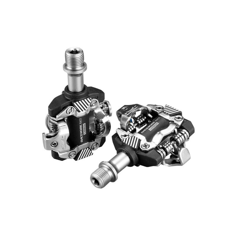 RACEWORK MTB Pedal Self-Locking SPD Durable Lightweight Carbon Chrome Steel for Mountain Bike Trail Riding