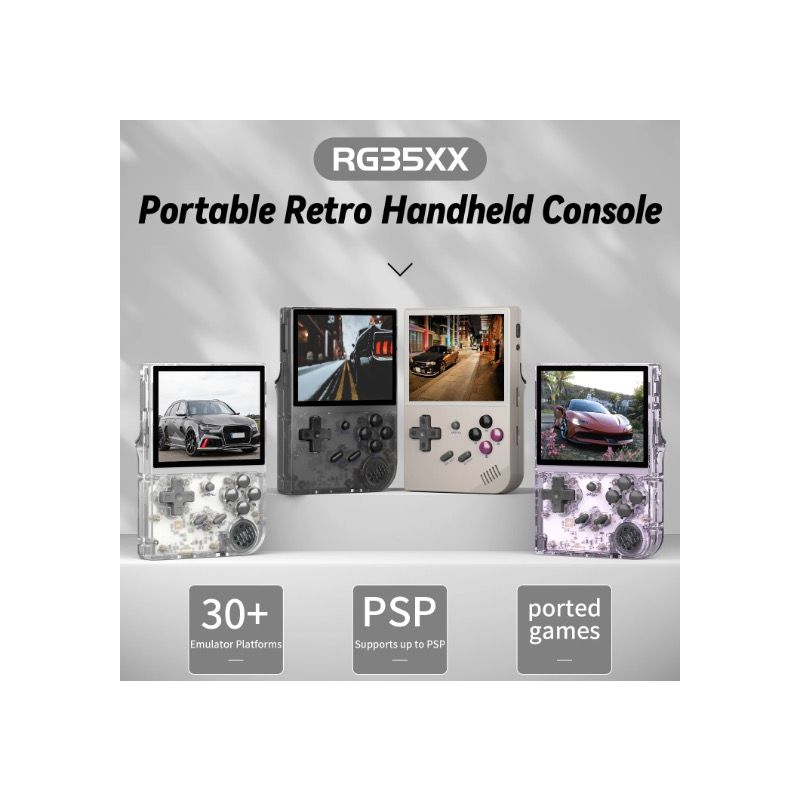 ANBERNIC RG35XX Retro Handheld Game Console Vibrant IPS Screen PSP Support for Nostalgic Gameplay in Gray
