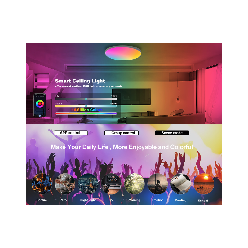 Tuya Zigbee Smart Ceiling Light 24W RGBCW Dynamic Lighting for Home Alexa Compatible Energy Efficient