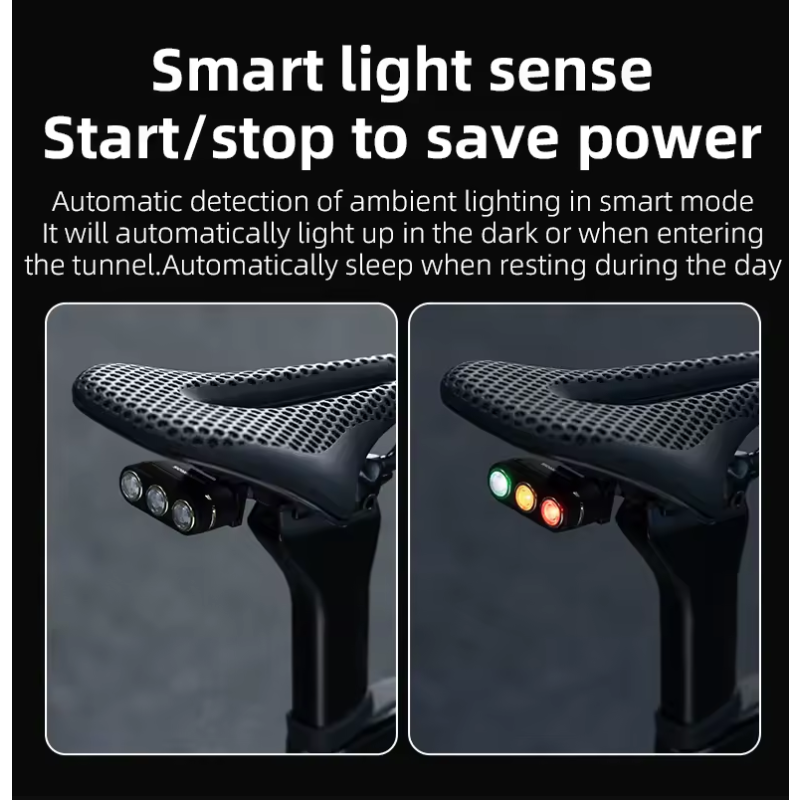 ROCKBROS Smart Bicycle Rear Light IP64 Waterproof Warning taillights Type-C Charging Brake Sensing Tail Light Night Cycling Light Bike Accessories