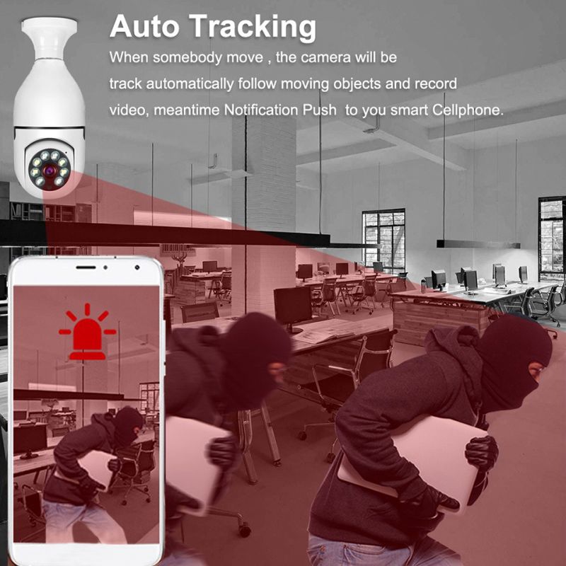 5G Wifi E27 Bulb Surveillance Camera Smart Home Night Vision Dual Band Connectivity Motion Detection