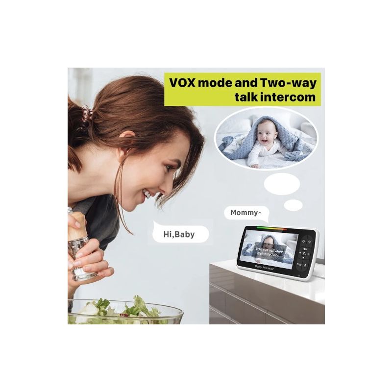 5 Inch Baby Monitor SM650 HD 720P Video Long-Lasting Battery Two-Way Audio Portable Infant Surveillance